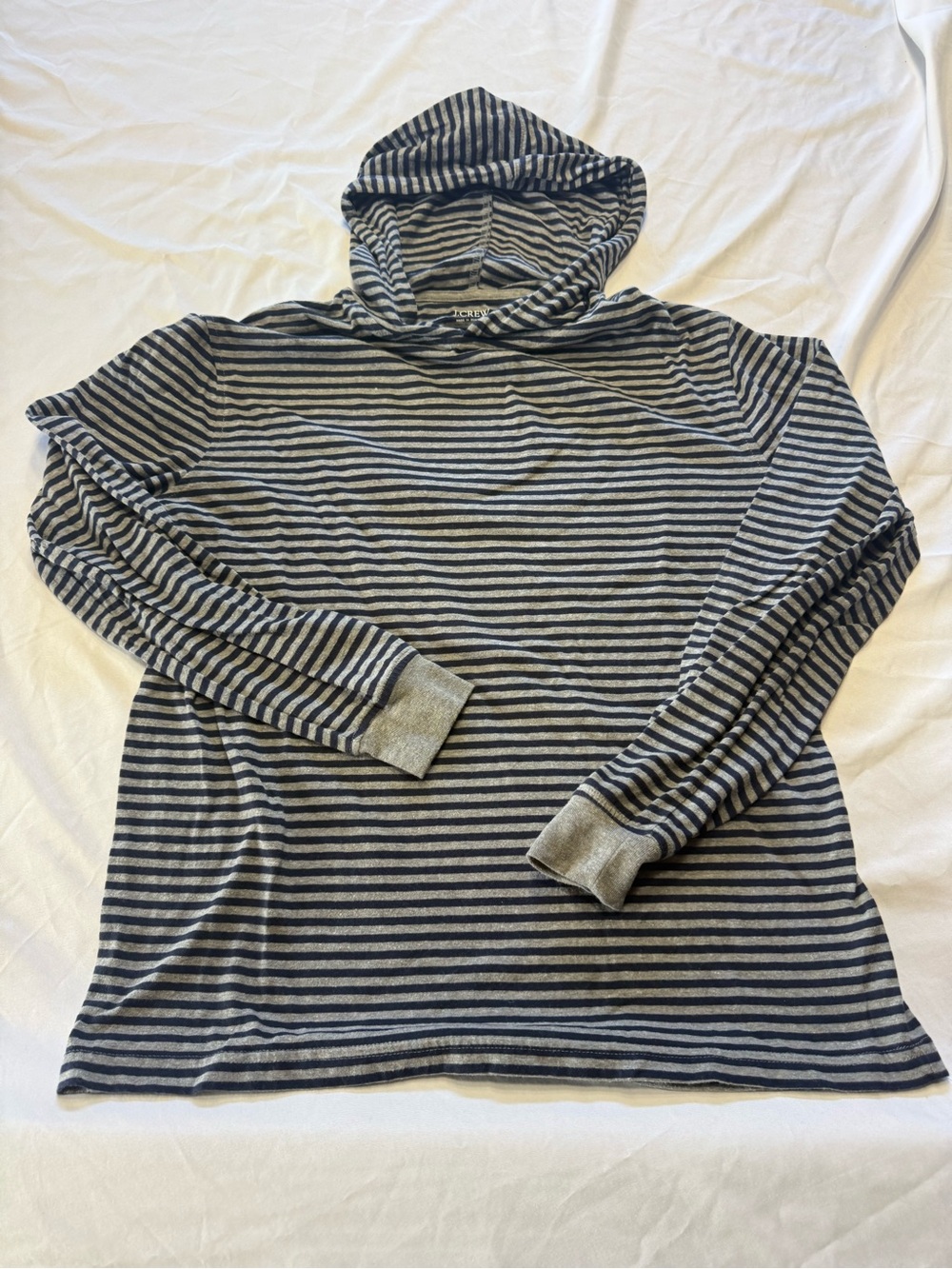 J. Crew Men's Striped Crewneck Hoodie - Gray & Navy